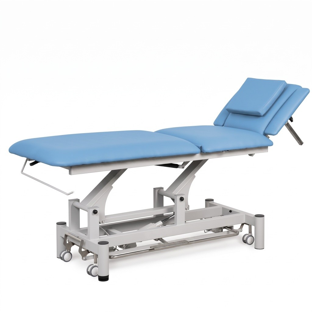 ENERGY elektrische Physiotherapie-Liege blau mit 2 Sektionen und Höhenverstellung