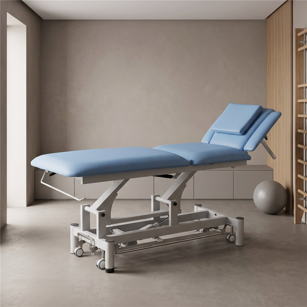 ENERGY blue electric physiotherapy treatment table with 2 sections
