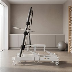 Camilla de bipedestación TILT 2 motores – base blanca, tapizado gris