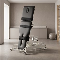 Camilla de bipedestación TILT 2 motores – base blanca, tapizado gris