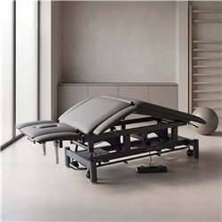 Camilla eléctrica de fisioterapia 7 secciones GALLEY 2 motores – base gris, tapizado gris