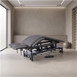 Camilla eléctrica de fisioterapia 7 secciones GALLEY 2 motores – base gris, tapizado gris