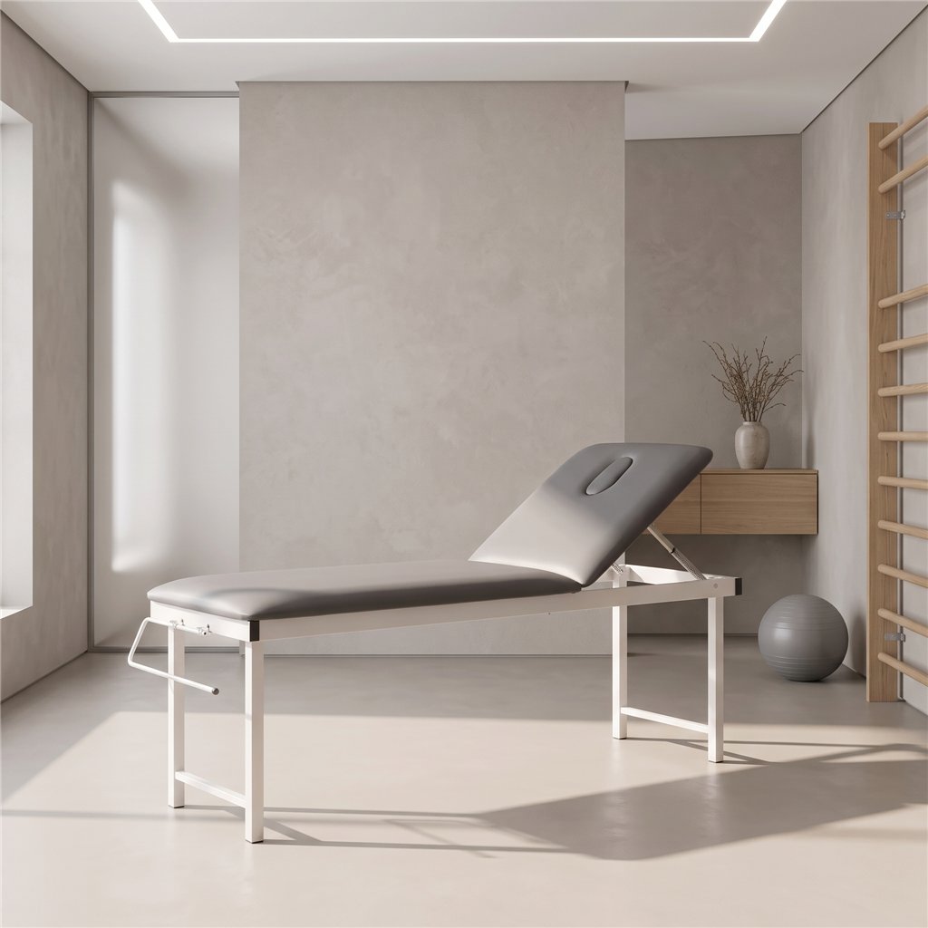 Camilla fija de fisioterapia y masaje FIX gris antracita (base blanca)