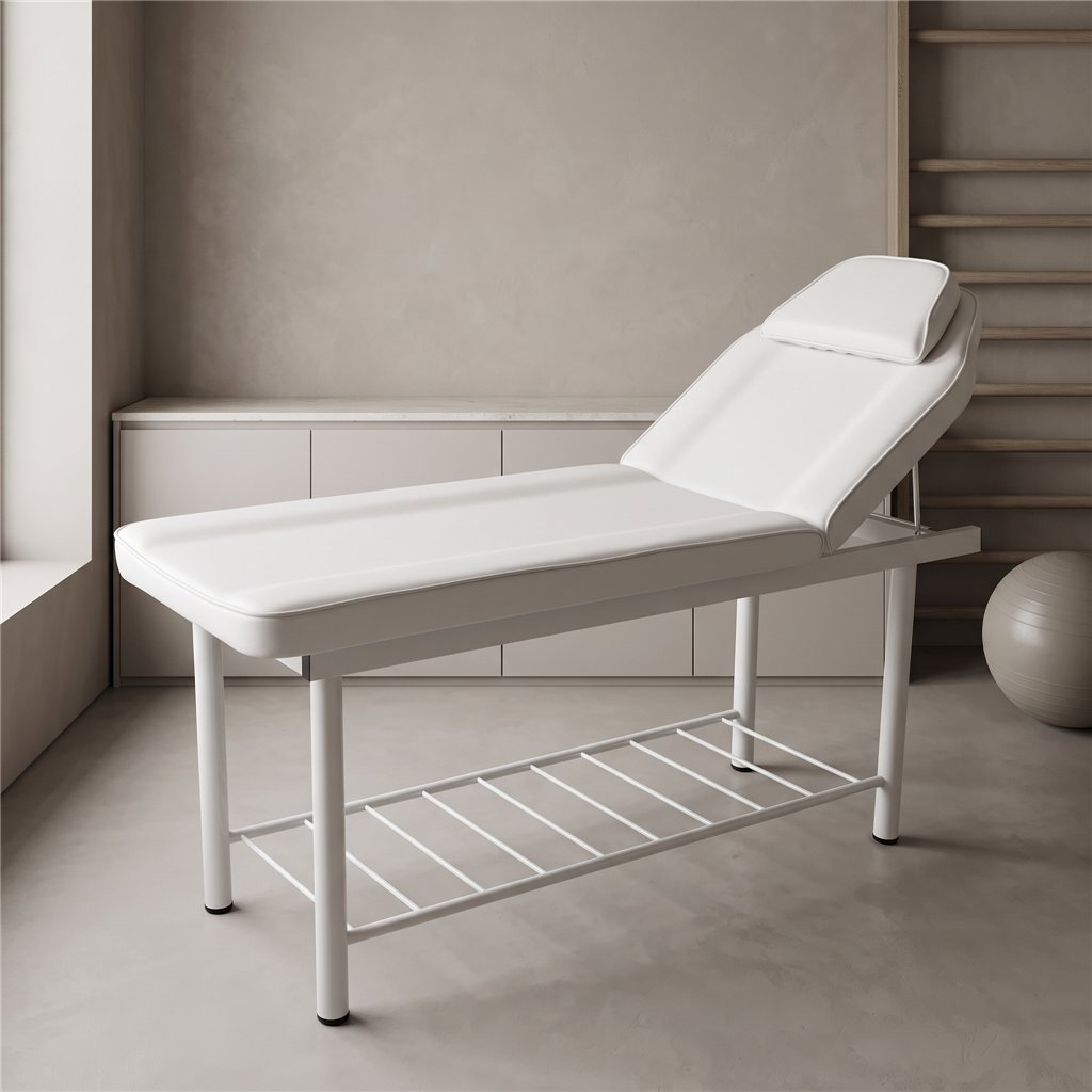 Marquesa de massagem fixa Weelko Coxi com encosto ajustável e orifício facial