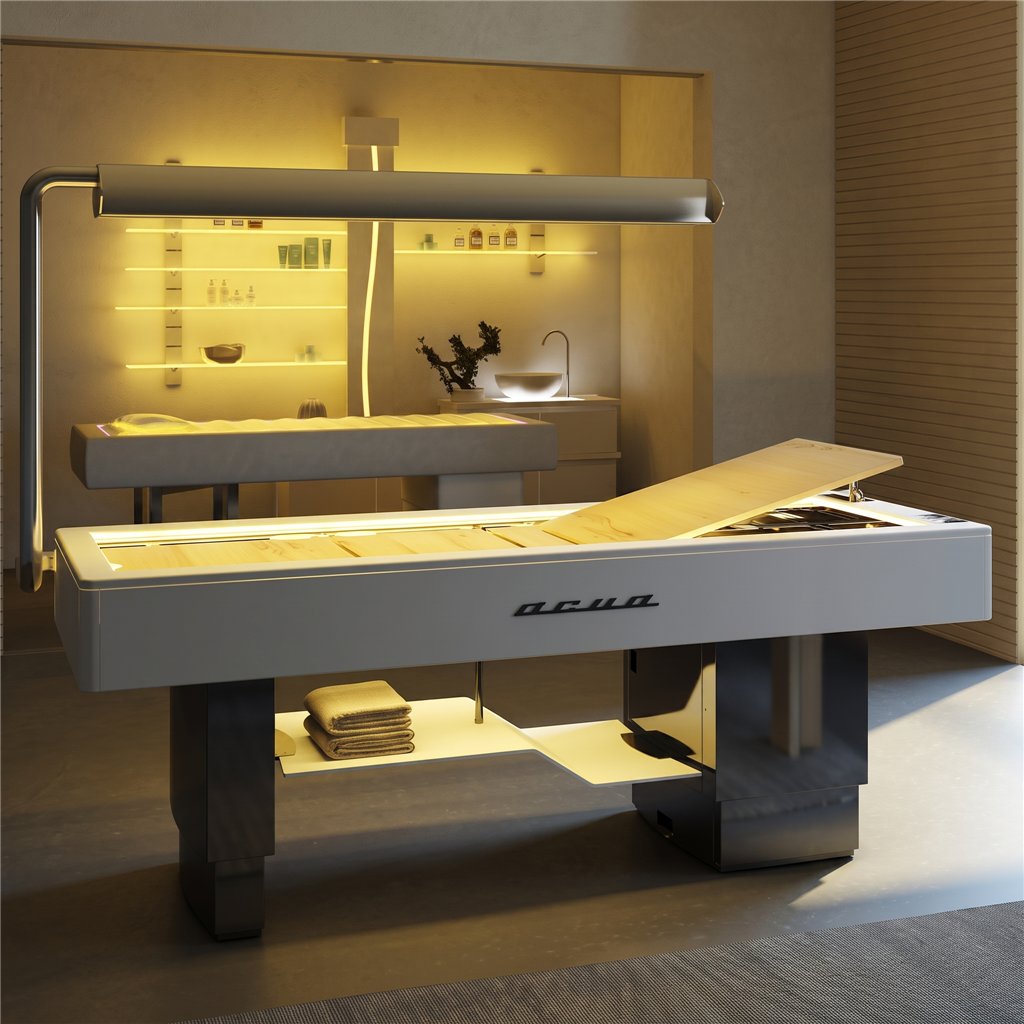 Table de spa à vapeur AQUA avec chromothérapie, musicothérapie et dossier électrique