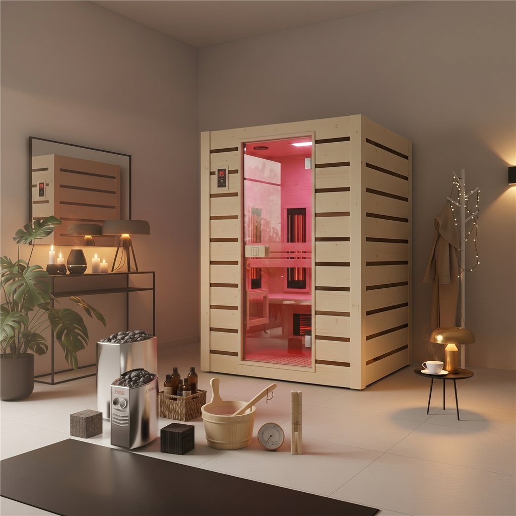 Sauna híbrida HOLL'S HYBRID COMBI 2 plazas tradicional e infrarrojos