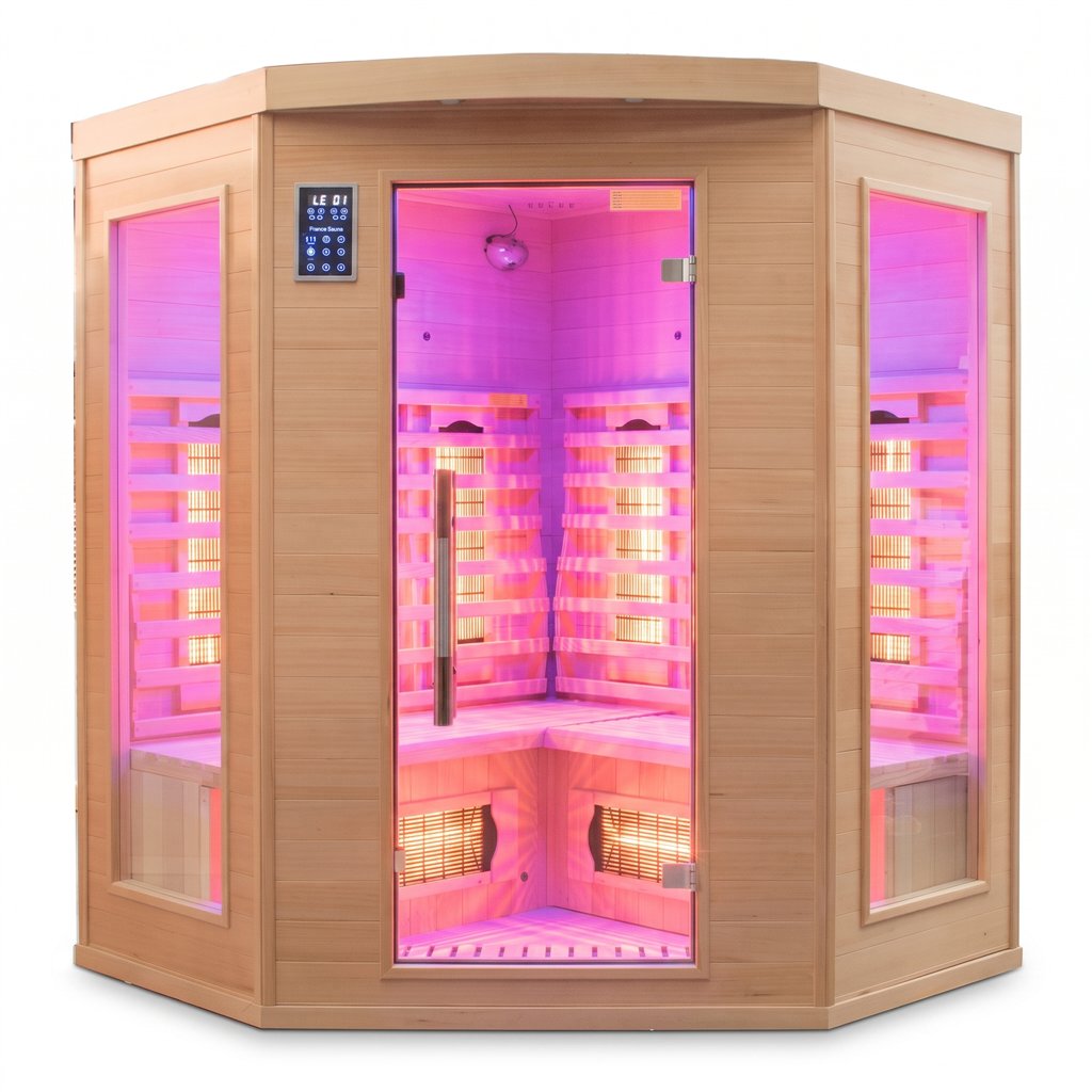 Sauna de infravermelhos angular France Sauna Apollon Quartz 3 lugares