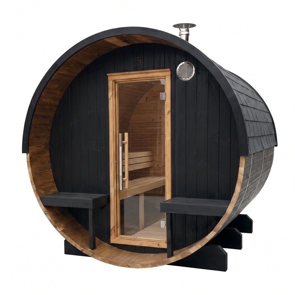 Sauna da esterno a vapore Holl's Onyxia 240 Panorama Canopy Black