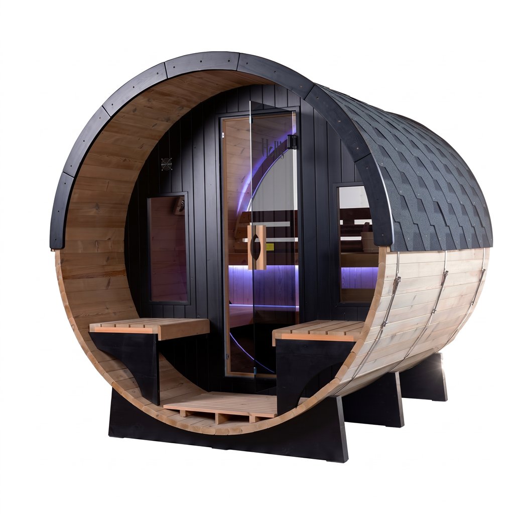 Sauna tradicional ORPHEE Lounge 240 a vapor com terraço integrado