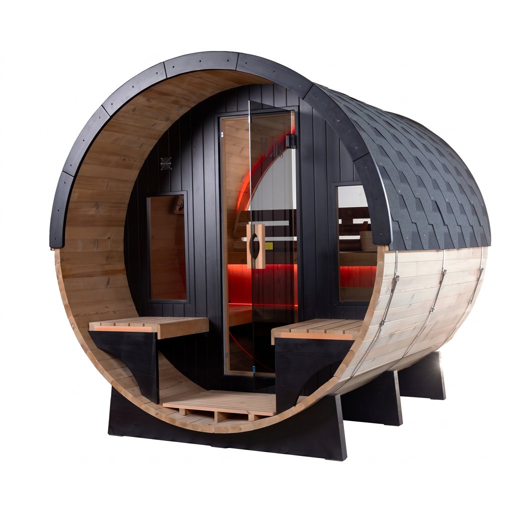 Sauna tradicional ORPHEE Lounge 240 a vapor com terraço integrado