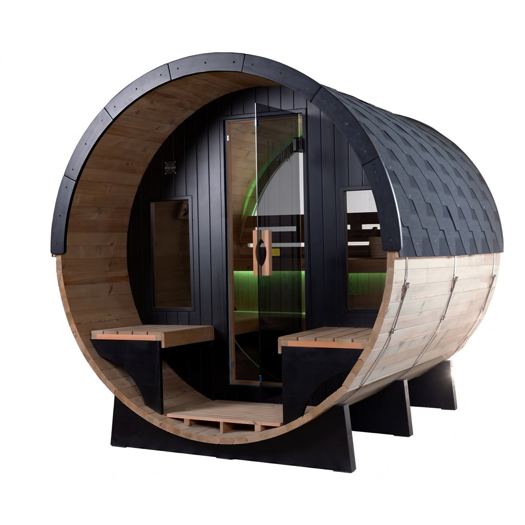 Sauna tradicional ORPHEE Lounge 240 a vapor com terraço integrado