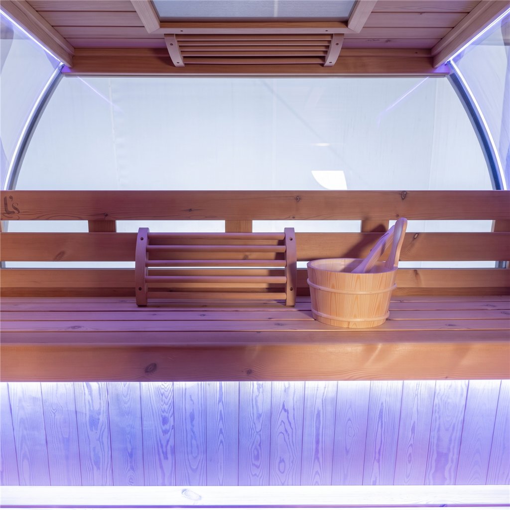 Sauna tradicional ORPHEE Lounge 240 a vapor com terraço integrado