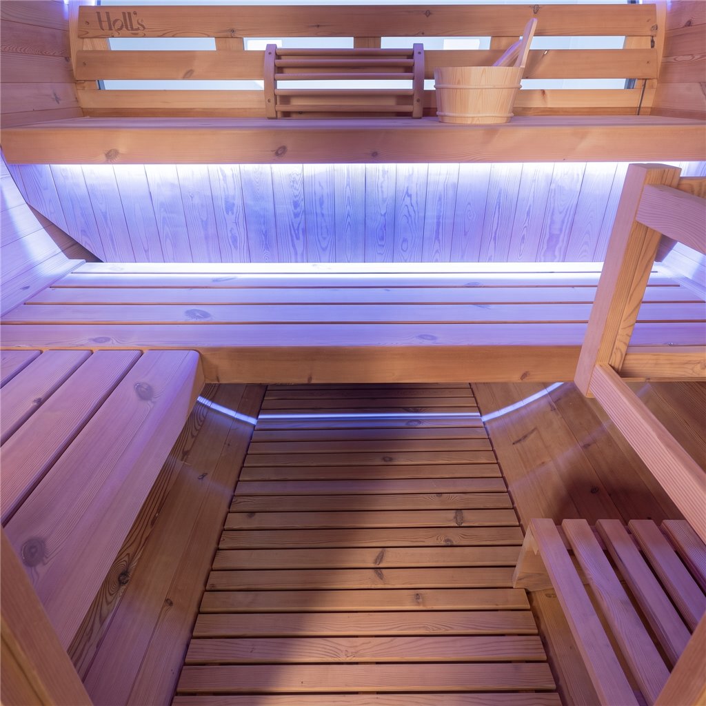 Sauna tradicional ORPHEE Lounge 240 de vapor con terraza integrada