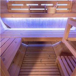 Sauna tradicional ORPHEE Lounge 240 a vapor com terraço integrado
