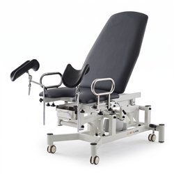 Poltrona ginecologica elettrica OB, 2 motori – base bianca, rivestimento grigio