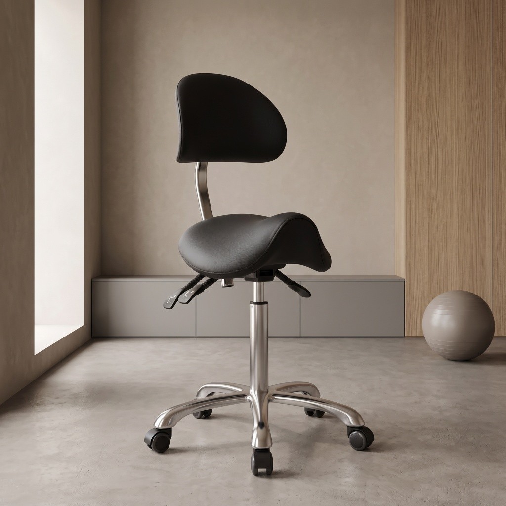 Weelko Attrazione Black rolling stool with adjustable height
