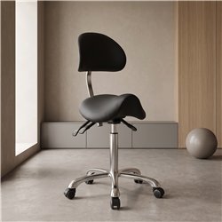 Sgabello ergonomico con schienale e rotelle Weelko Attrazione Black
