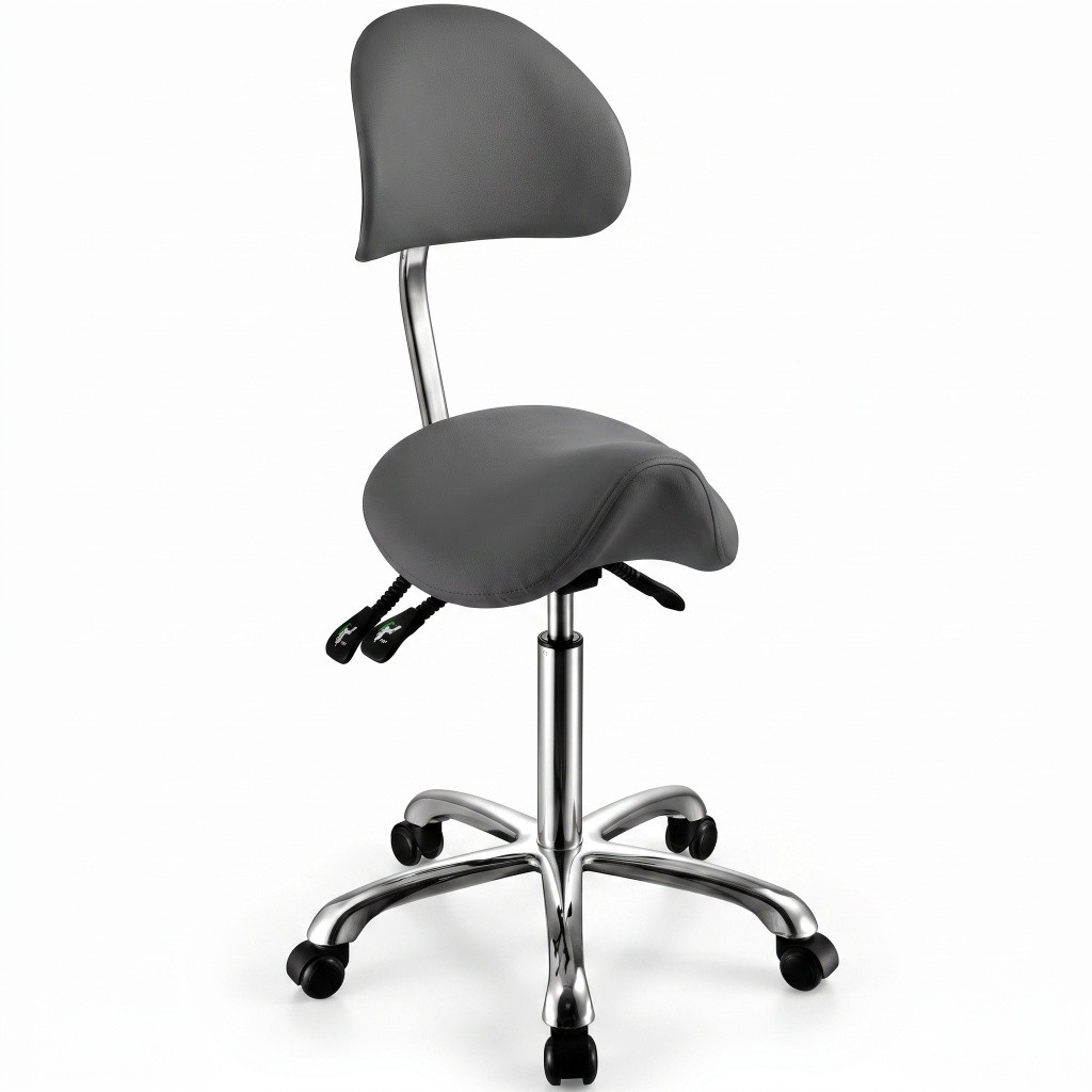 Attrazione Sgabello con rotelle ergonomico PU grigio Weelko