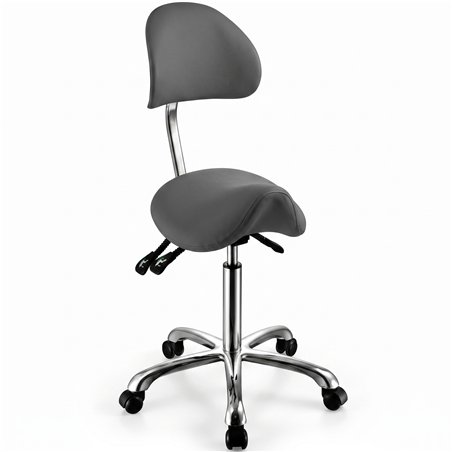 Banco ergonómico Attrazione Cinzento Weelko para estética, giratório, regulável em altura, com rodas