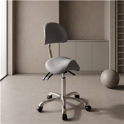 Attrazione Sgabello con rotelle ergonomico PU grigio Weelko