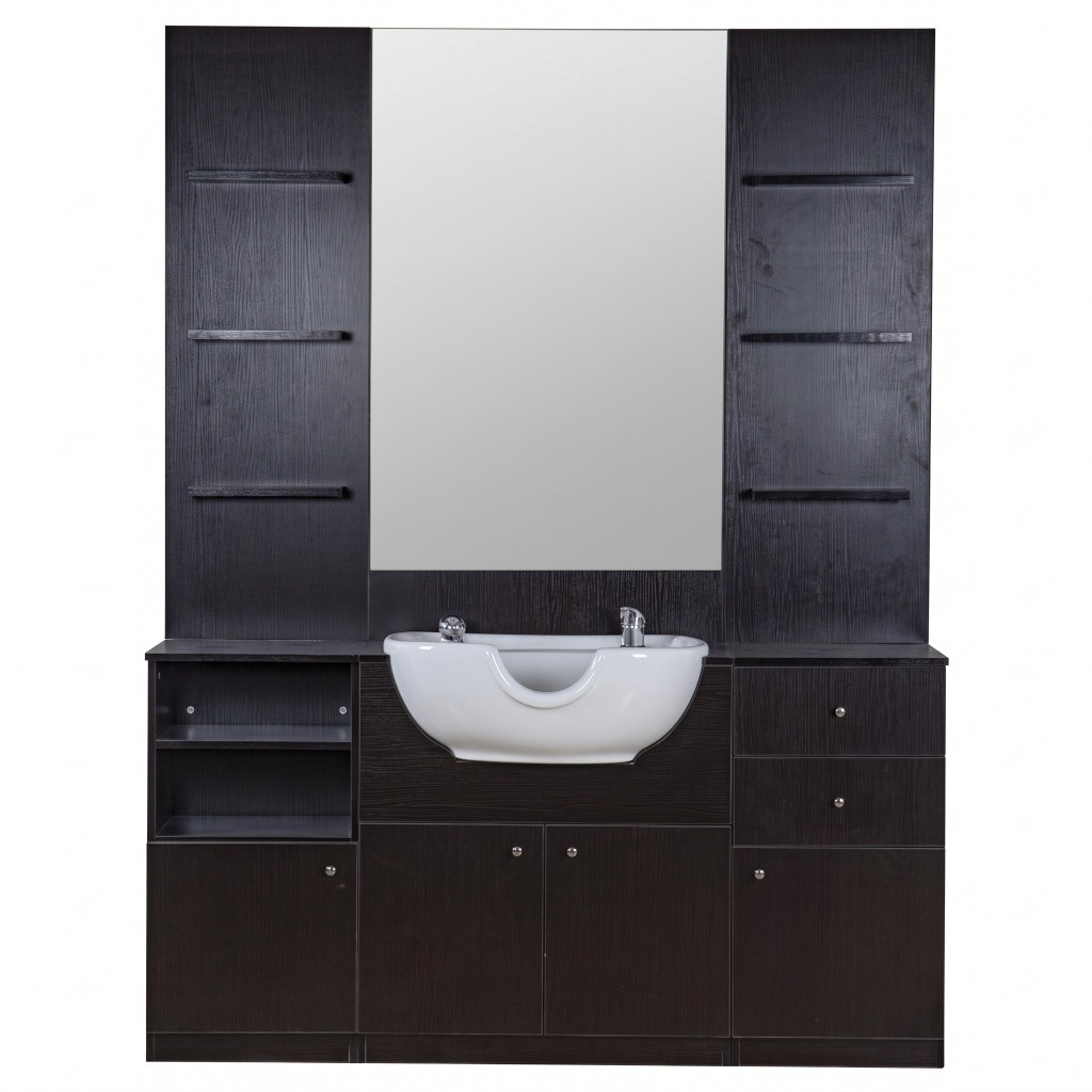 I-Medstetic Modern Barber Shop Styling Station with Shampoo Sink and Storage