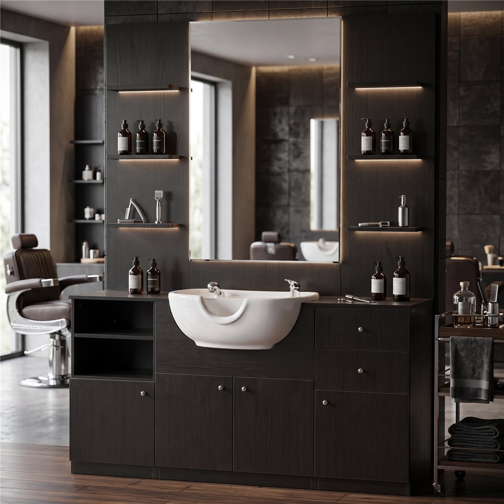 Table de coiffure moderne i-Medstetic avec lave-tête et rangement