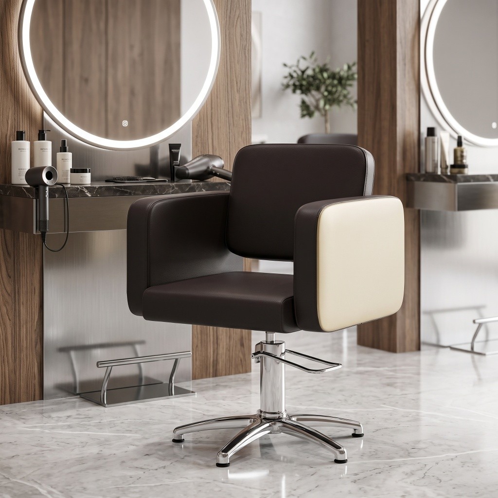 Sedia da parrucchiere Brisa moderno - rivestimenti personalizzabili e base in acciaio | Decovera