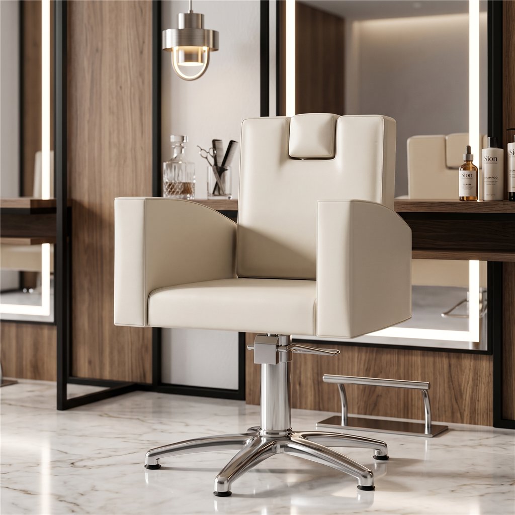 Sedia da parrucchiere Sion unisex in stile moderno con rivestimenti personalizzabili (24 tonalità) e sistema idraulico - Decover