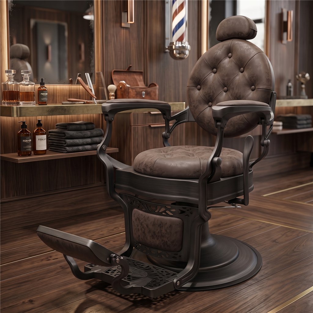 Perfido Gray Barber Chair - Vintage & Modern - Fersan