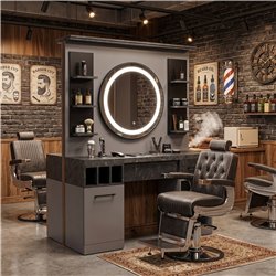 Toucador de barbearia MUDI ZINC cinzento sem espelho