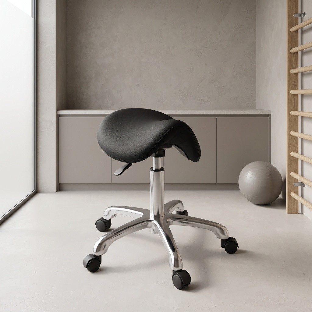 Diavolo Black sgabello con rotelle ergonomico regolabile Weelko