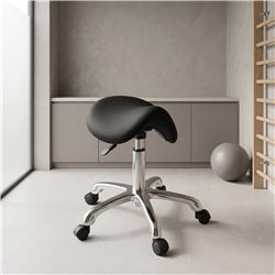 Diavolo Black rolling stool, saddle seat - Weelko