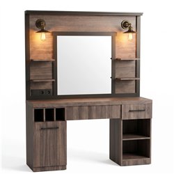 MUDI FOLK DARK barber station with mirror and lighting