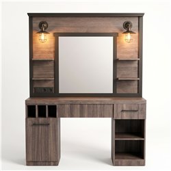 MUDI FOLK DARK barber station with mirror and lighting