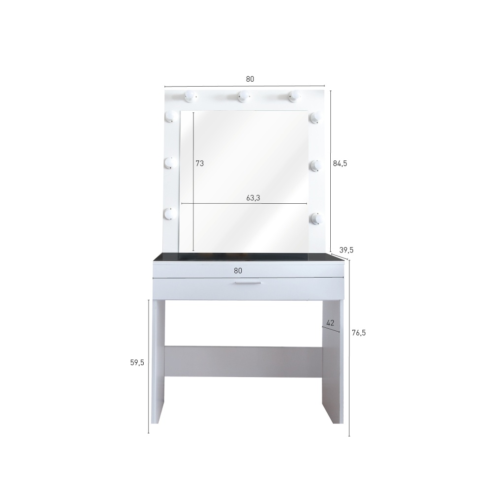 Make-Up Table with 9 Bulb Lights | PostQuam