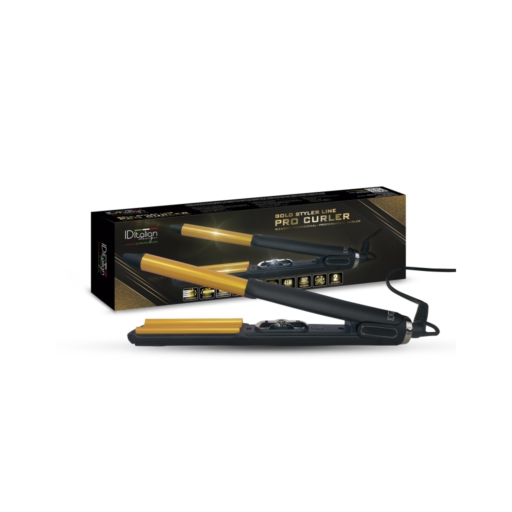 ID Italian Design Gold Styler Pro Curler Curling Iron | 16 mm