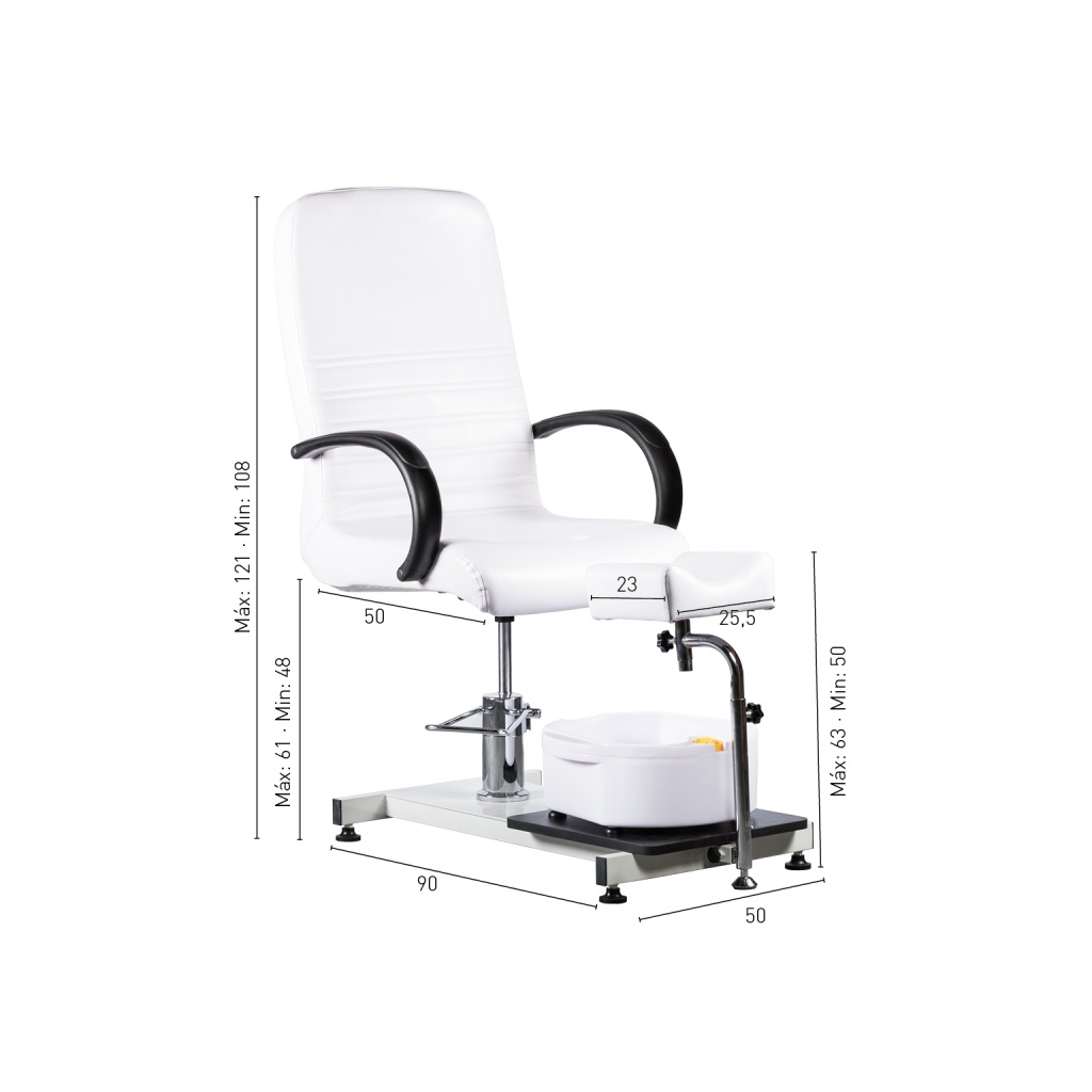Torino white hydraulic manicure and pedicure chair