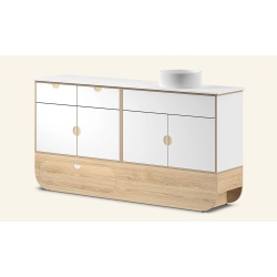 Naggura Rooms IKON Hygiene L Ceramic Oak hygiene module with ceramic sink