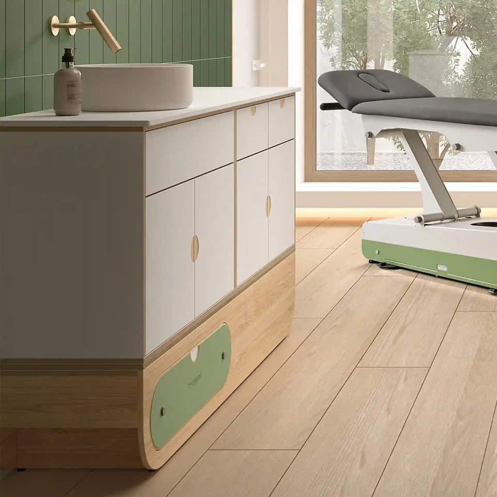 Naggura Rooms IKON Hygiene L Ceramic Oak hygiene module with ceramic sink