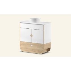 Naggura Rooms IKON Hygiene S Ceramic Oak hygiene module with ceramic sink