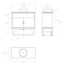 Naggura Rooms IKON Hygiene S Ceramic Oak hygiene module with ceramic sink