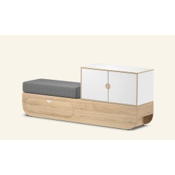 Naggura Rooms IKON Changing Bench L Oak changing room bench with cabinet
