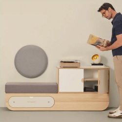 Banco para vestuario Naggura Rooms IKON Changing Bench L Oak con armario