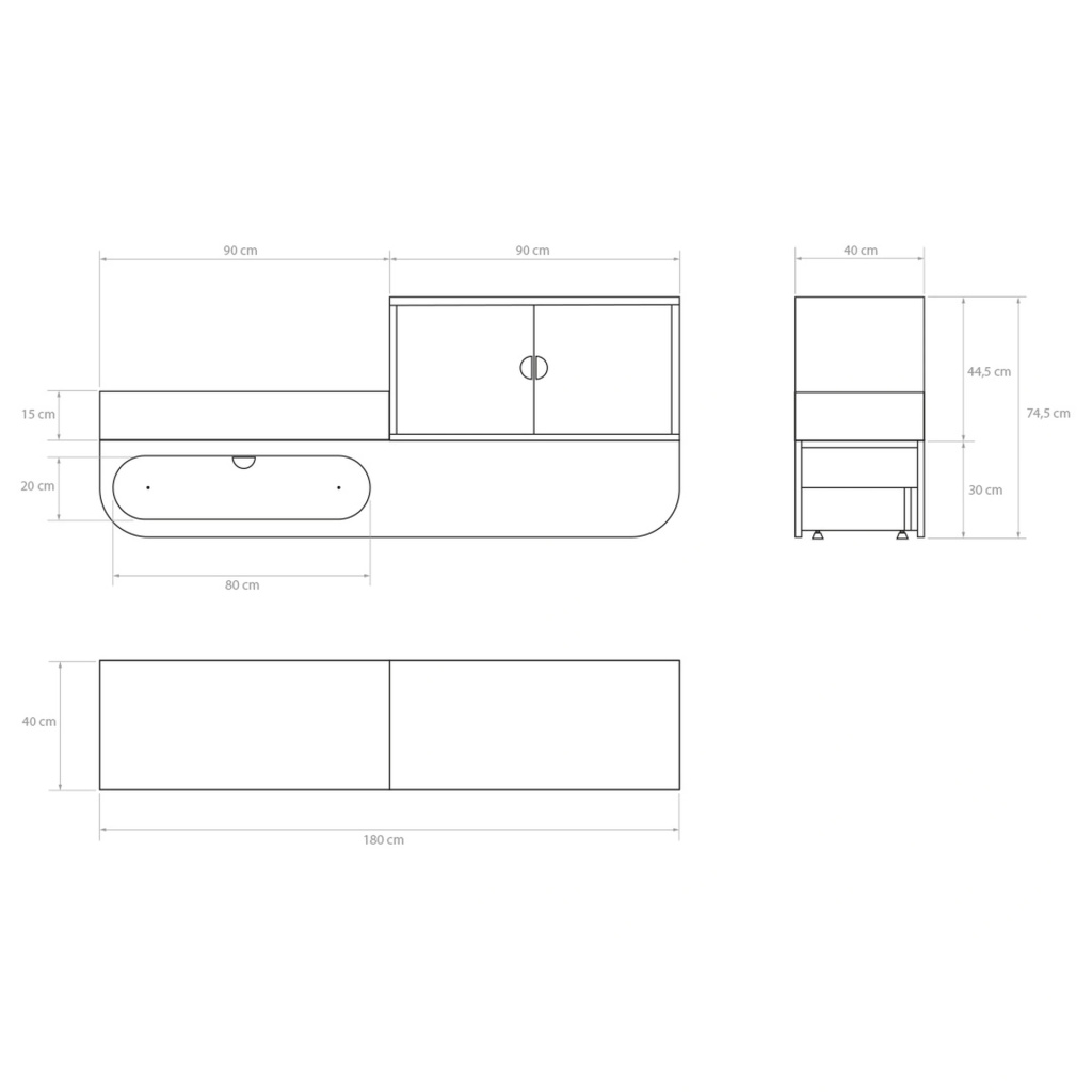 Banco para vestuario Naggura Rooms IKON Changing Bench L Oak con armario