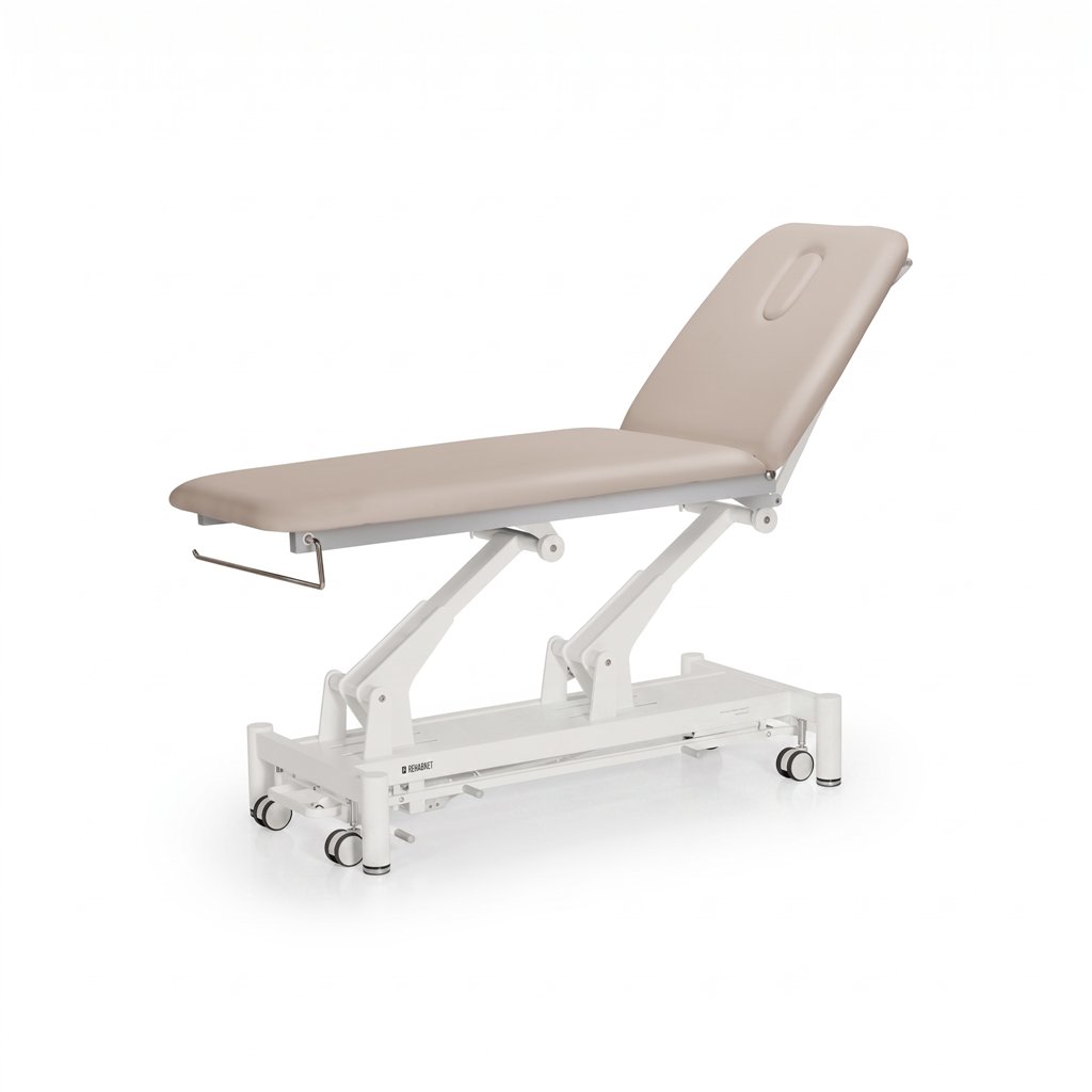 Lettino elettrico da trattamento DDUUEETT CLASSIC 201 bianco con rivestimento taupe