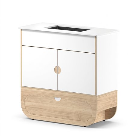 Naggura IKON Hygiene S Inox Oak hygiene module with stainless steel sink