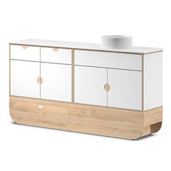 Naggura Rooms IKON Hygiene L Ceramic Oak hygiene module with ceramic sink