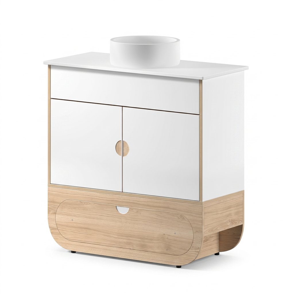 Naggura Rooms IKON Hygiene S Ceramic Oak hygiene module with ceramic sink