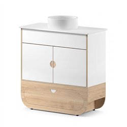 Naggura Rooms IKON Hygiene S Ceramic Oak hygiene module with ceramic sink
