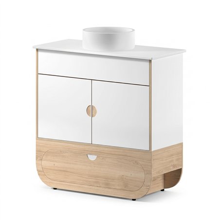 Naggura Rooms IKON Hygiene S Ceramic Oak hygiene module with ceramic sink